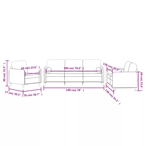 3 részes fekete bársony ülőgarnitúra párnákkal