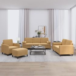 4 részes barna bársony ülőgarnitúra párnákkal