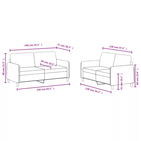 2 részes kék bársony ülőgarnitúra