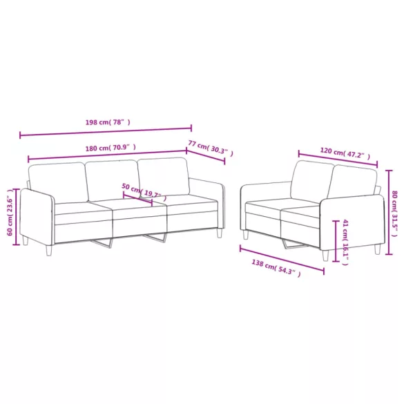 2 részes világosszürke bársony ülőgarnitúra