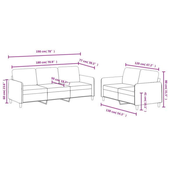 2 részes barna bársony ülőgarnitúra