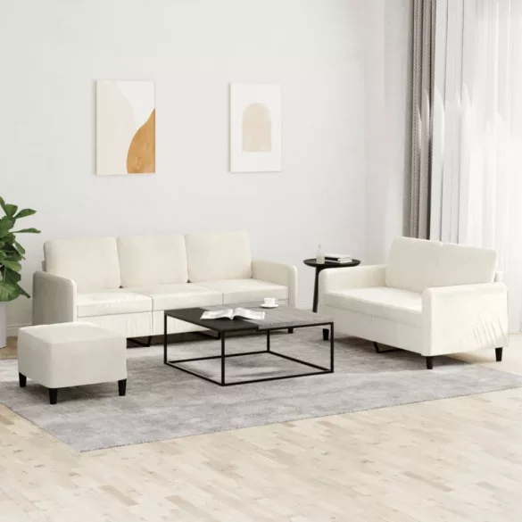 3 részes krém bársony ülőgarnitúra