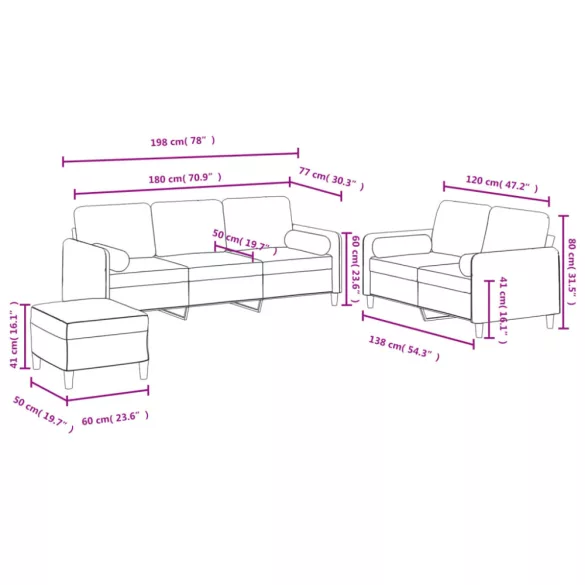 3 részes sötétzöld bársony ülőgarnitúra párnákkal
