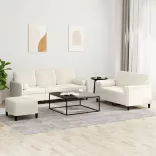 3 részes krémszínű bársony ülőgarnitúra párnákkal