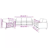 3 részes fekete szövet ülőgarnitúra párnákkal