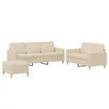 3 részes krémszínű szövet ülőgarnitúra párnákkal