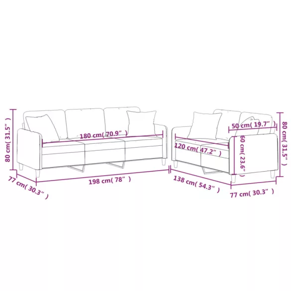 2 részes tópszínű mikroszálas szövet ülőgarnitúra párnával