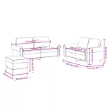 3 részes fekete műbőr ülőgarnitúra párnákkal