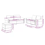 3 részes krémszínű műbőr ülőgarnitúra párnákkal