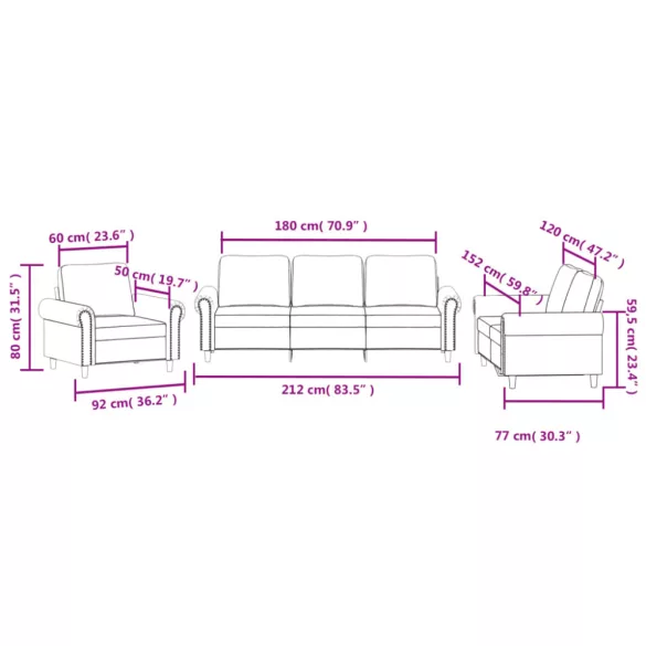 3 részes világosszürke bársony ülőgarnitúra párnákkal