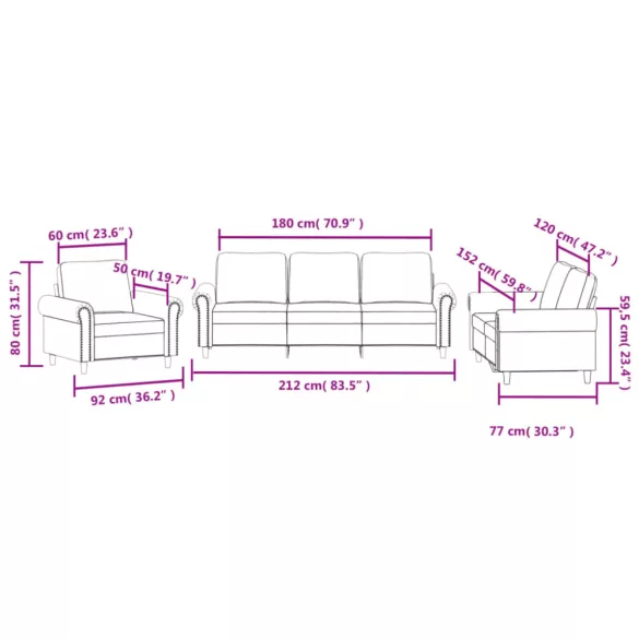 3 részes bordó bársony ülőgarnitúra párnákkal