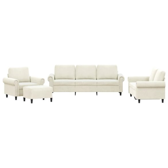 4 részes krém bársony ülőgarnitúra párnákkal