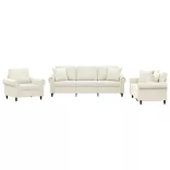 3 részes krémszínű bársony ülőgarnitúra párnákkal