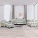 4 részes világosszürke bársony ülőgarnitúra párnákkal