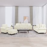 4 részes krémszínű bársony ülőgarnitúra párnákkal