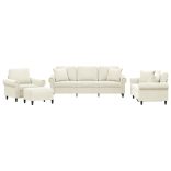 4 részes krémszínű bársony ülőgarnitúra párnákkal