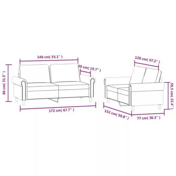 2 részes sárga bársony ülőgarnitúra párnákkal