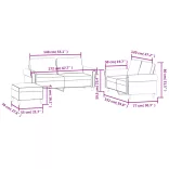 3 részes sötétszürke bársony ülőgarnitúra párnákkal