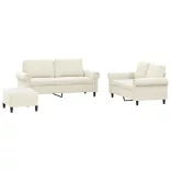 3 részes krém bársony ülőgarnitúra párnákkal