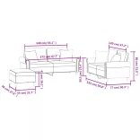 3 részes krémszínű bársony ülőgarnitúra párnákkal