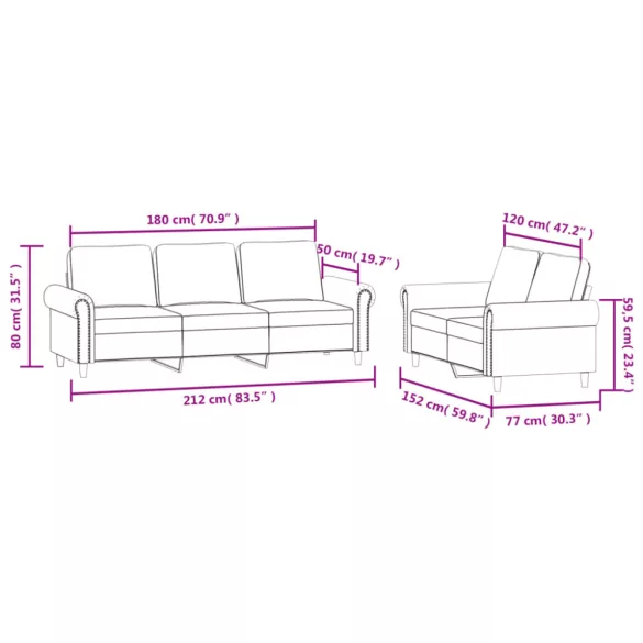 2 részes sötétszürke bársony ülőgarnitúra párnákkal