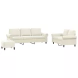 3 részes krém bársony ülőgarnitúra párnákkal