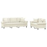 2 részes krémszínű bársony ülőgarnitúra párnákkal