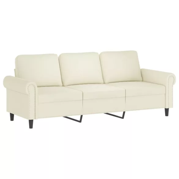 3 részes krémszínű bársony ülőgarnitúra párnákkal