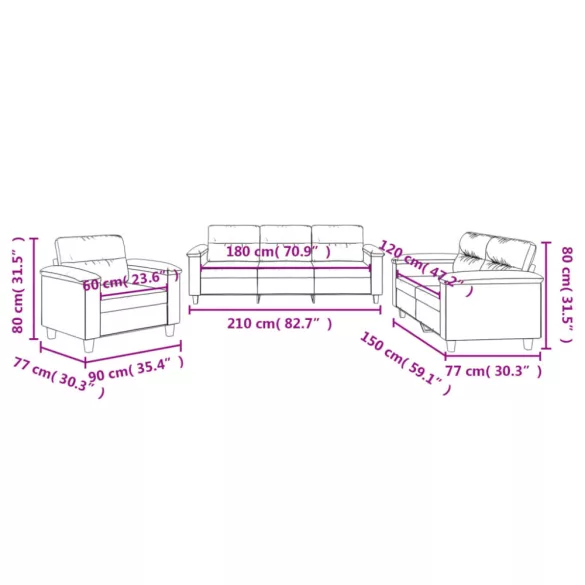 3 részes világosszürke mikroszálas ülőgarnitúra párnákkal