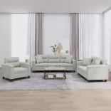 3 részes világosszürke mikroszálas ülőgarnitúra párnákkal