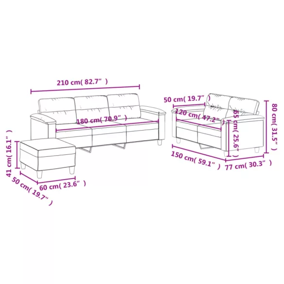 3 részes sötétszürke mikroszálas szövet ülőgarnitúra párnákkal