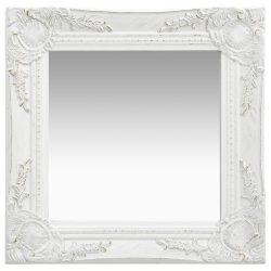 fehér barokk stílusú fali tükör 40 x 40 cm