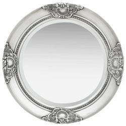 ezüstszínű barokk stílusú fali tükör 50 cm