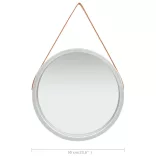ezüstszínű fali tükör pánttal 60 cm