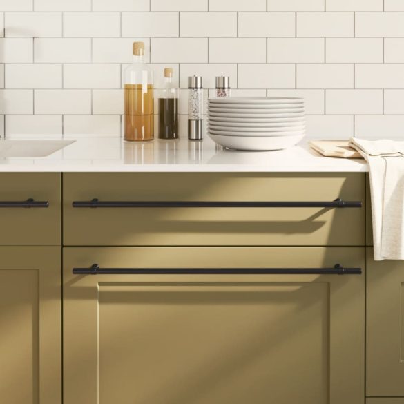 10 db fekete rozsdamentes acél szekrényfogantyú 480 mm