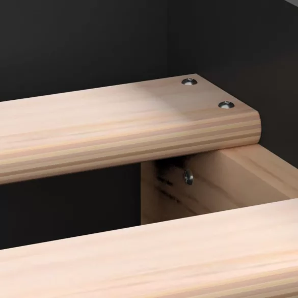 fekete ágykeret fej- és lábtámlával 200 x 200 cm