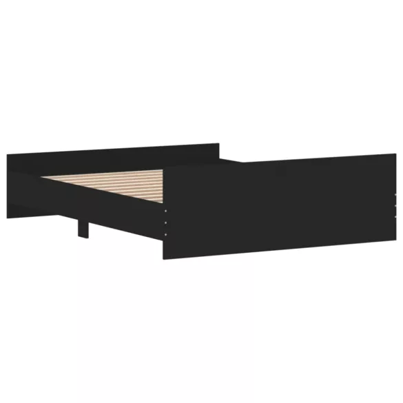 fekete ágykeret fej- és lábtámlával 140 x 200 cm