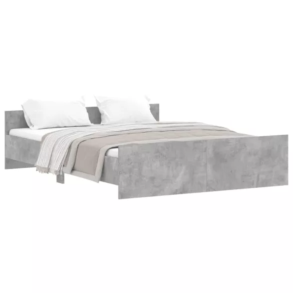 betonszürke ágykeret fej- és lábtámlával 150 x 200 cm