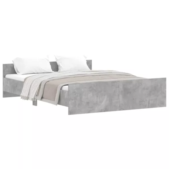 betonszürke ágykeret fej- és lábtámlával 160 x 200 cm