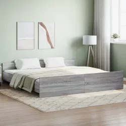  szürke sonoma színű ágykeret fej- és lábtámlával 180 x 200 cm