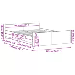 fehér ágykeret fej- és lábtámlával 140 x 190 cm