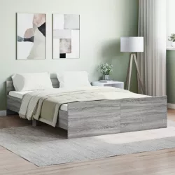   szürke sonoma színű ágykeret fej- és lábtámlával 140 x 190 cm