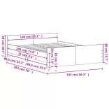barna tölgy színű ágykeret fej- és lábtámlával 140 x 190 cm