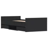 fekete ágykeret fej- és lábtámlával 100 x 200 cm