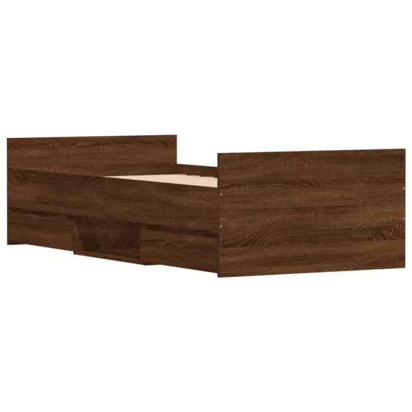 barna tölgy színű ágykeret fej- és lábtámlával 100 x 200 cm