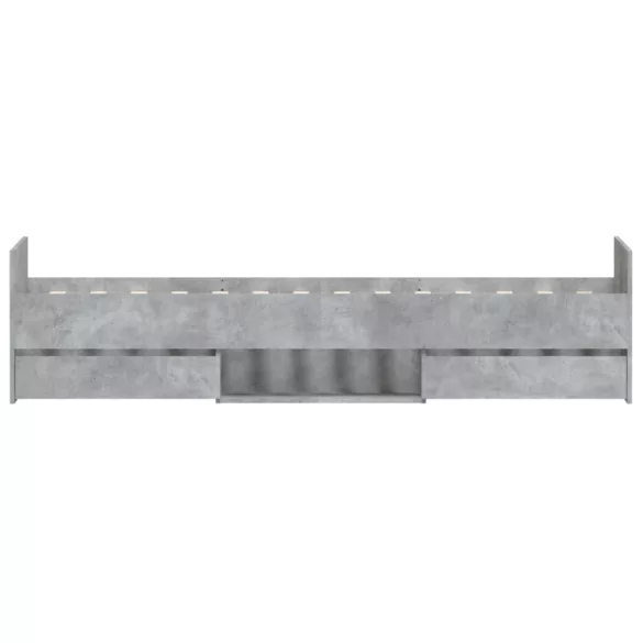 betonszürke ágykeret fej- és lábtámlával 90 x 200 cm