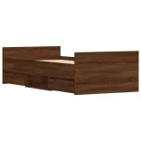 barna tölgy színű ágykeret fej- és lábtámlával 90 x 200 cm
