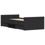 fekete ágykeret fej- és lábtámlával 90 x 190 cm