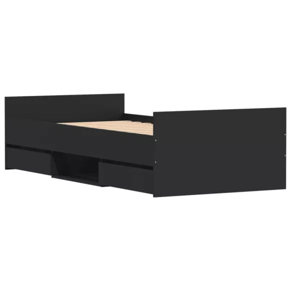 fekete ágykeret fej- és lábtámlával 90 x 190 cm