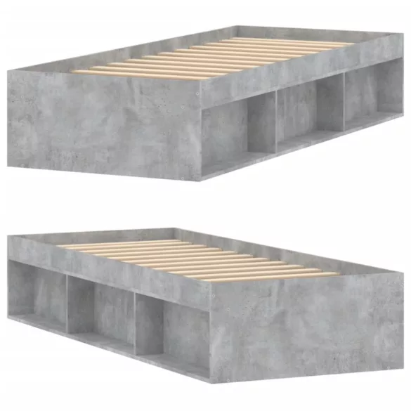 betonszürke kisméretű egyszemélyes ágykeret 75 x 190 cm